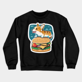 Corgi on a Burger Crewneck Sweatshirt